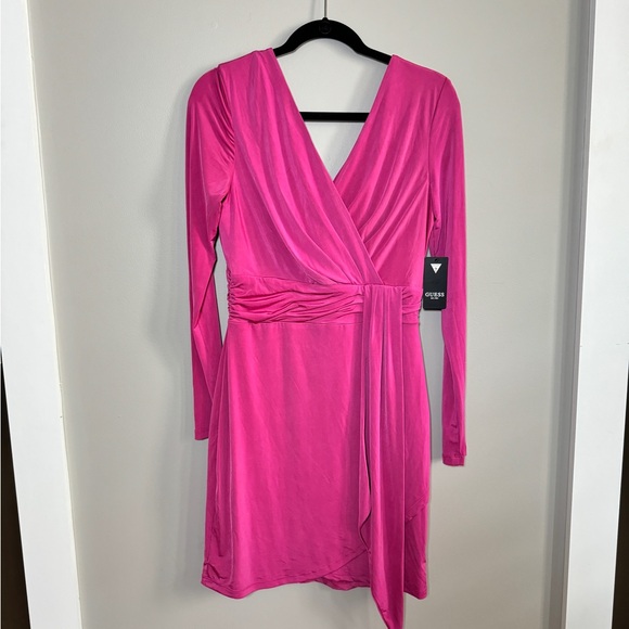 GUESS Long Sleeve V-Neck Dress with waist sash (size 8) - Picture 2 of 5